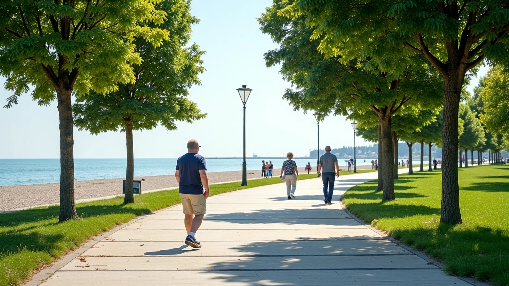 Mõnus promenaadisöök, inimesed jalutavad, eriline linnaline atmosfäär, ilav päev
